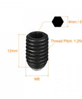 Ball Point Set Screws M8 x 12mm High Carbon Steel Hex Socket Grub Screw 20 Pack Spring Ball Plunger Action Durable Wear Resistant Fasteners