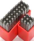 Beefy Heavy Duty Steel Stamp Set 36 Piece Uppercase Letters And Numbers 1 Sixteenth Inch 1.5mm Hand Stamping Kit in red case