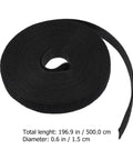 Premium 2 Rolls Black Hook And Loop Wire Cable Tie Straps Reusable Heavy Duty Cord Organizers in a roll, 196.9 in long.