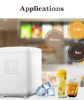 Dope Portable Countertop Ice Maker Features Lightning Fast Six Minute Freeze Tech with drinks and ice cubes at home, bar, and cafe.