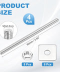 4 Pack M5x90mm Fully Threaded Rods Bar Studs Stainless Steel 304 With Nuts And Square Washers Right Hand Threads