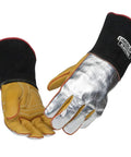 Heat Resistant Welding Gloves With Aluminized Reflective Top That Reflects 95 Percent Of Radiant Heat, Premium Grain Leather For Dexterity And Durability, Comfortable Fit For Welders And Pros, Large Size Black And Yellow