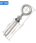 Diagram of Beefy Heavy Duty 304 Stainless Steel Expansion Eyebolt Set For Concrete Walls Five Sixteenths By Four And Three Sixteenths Inch size.