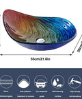Slick Tempered Glass Vessel Bowls With Clean Striped Oval Shape For Your Modern Bathroom Vanity Counter Setup No Faucet Included showing colorful design and dimensions.