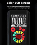 Smart Digital Multimeter With Color LCD Display 6000 Counts Auto Range Rechargeable Battery screen illustrating symbols