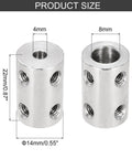 Rigid Shaft Coupler Set 4mm To 8mm For 3D Printers And DIY Projects Steel Joint Connectors L22mm By D14mm Six Piece Kit product size diagram