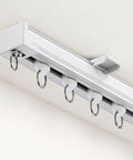 Ultra Quiet Ceiling Curtain Track Aluminum Rail White 6 To 9 Feet Heavy Duty With Sound Dampening Strips And Low Friction Pulleys For Smooth Drapery Operation, white aluminum rail with hooks