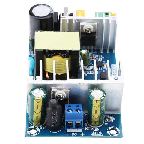 24V DC Power Supply Module 100W 6A Universal Input AC DC Converter 85 to 265V For Industrial Equipment and Control Systems Compact Board With Overload Protection and Short Circuit Safety, blue PCB with heatsinks
