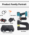 Cordless Hydraulic Hole Puncher With Dual Batteries Heavy Duty Metal Punch Tool 150mm Throat Depth includes accessories and charger