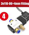 3v110-06 4mm Fitting, 12 Volt One Eighth Inch Solenoid Valve, 3 Way Pneumatic Air Control Valve, Aluminum Body with Wire Lead