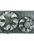 Heavy Duty Direct Bolt On Dual Radiator And Condenser Cooling Fan Assembly For Vw Golf Jetta Rabbit Beetle 2006 To 2019 2.5L showing two large electric fans.