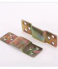 Heavy Duty Bed Hinges With Plug In Furniture Connectors Built Tough For Long Lasting Support And Dead Simple Tool Free Setup Includes 4 Pair Premium Metal Fasteners For Couches And Beds, showing gold metal fasteners.