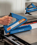 Slick D Handle Narrow Push Block For Table Saw Safety keeps fingers clear of blades while cutting narrow wood pieces.