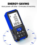 Pro Grade Laser Distance Meter 328ft with Dual Bubble Levels for Easy Indoor Outdoor Measuring, Perfect for Area, Volume and Pythagoras Calculations, Long Range Tool with Battery Included; blue handheld meter