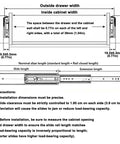 Heavy Duty 500 Lb Side Mount Drawer Slides For Industrial Cabinets With Locking Mechanism, 76mm Wide, Pair Included, Non Detachable Design, 0.77 Inch Clearance On Each Side For Smooth, Solid Drawer Operation. Dimension diagram for side-mount drawer slides