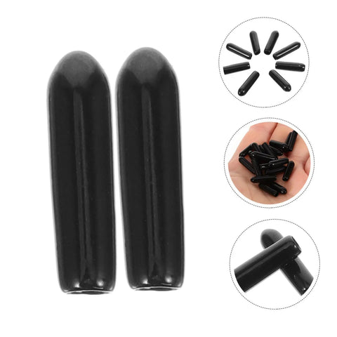 Top Notch Dishwasher Rack Tip Protectors Heavy Duty Black Plastic Prong End Caps showing two shiny black prong caps for secure fit.