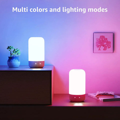 Wood Grain LED Table Lamp With Touch Dimmer For Bedside Auto Off Timer 350 Lm Soft Warm White Or Daylight Cool White Dope RGB Mood Lighting