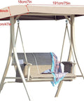 Outdoor Swing Canopy Replacement Top Cover For 3 Seater Patio Swing Universal 191x120x18 Cm, shown on a beige swing.