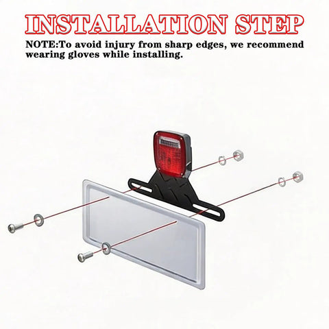 Heavy Duty Aluminum Trailer License Plate Mounting Bracket Kit for RVs, ATVs, UTVs and Boats installation step