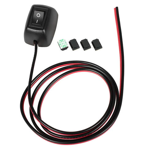Inline Rocker Switch SPST Two-Position On Off Box Switch, 16A at 125V and 6A at 250V, with wire clamps and adhesive mount