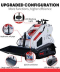 Mini Skid Steer Loader With Briggs And Stratton Thirteen Point Five Horsepower Engine, Thirty Nine Point Four Inch Compact Track Loader With Six Hundred Sixty One Pound Rated Capacity, Universal Quick Attach For Farm Landscaping And Construction Gigs, highlighting features like LED lights and hydraulic oil pipe