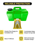 Portable Eye Wash Station With Wall Mount OSHA Approved Emergency Eye Wash Unit Includes Sign And Two Inspection Tags First Aid Units For Workplace Safety Job Site Ready 9 Gallon Bright Green product image showing front view