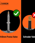 Comparison of FV48mm Presta and Schrader valves on Two Pack 26 Inch Beefed Up Heavy Duty Bike Inner Tubes