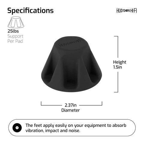 Speaker Isolation Feet 8 Pack 1.5 Inch Rubber Pads Non-Adhesive Anti-Vibration Bumpers dimensions and specifications
