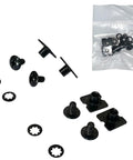 Battle Tested Football Shoulder Pad Backplate Hardware Kit With Heavy Duty Replacement Screws For Equipment Repair and Quick Sideline Fixes to Keep Your Armor Game Ready, including black screws and washers.