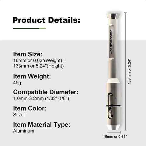 Pro Grade TIG Wire Feeder Pen For Precise Filler Rod Control, Aluminum Rod Holder For 1.0-3.2mm Wire, item details visible