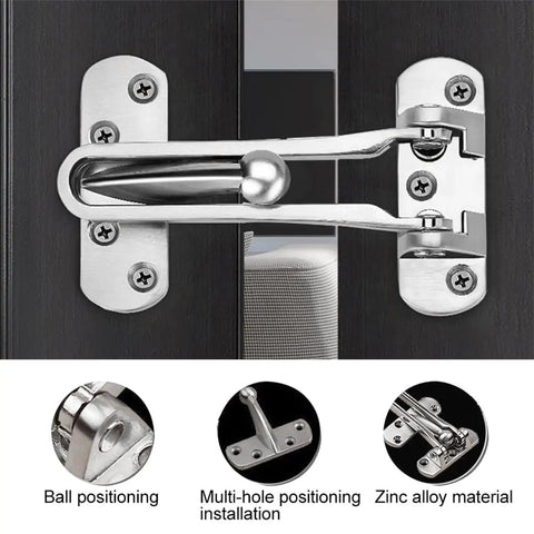 Built Tough Zinc Alloy Door Chain Lock For Front Door With Swing Bar Guard, Silver, showing detailed installation components
