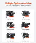 Variety of vises with different jaw widths from 4.5 to 8 inches, including Heavy Duty 8 Inch Bench Vise With 360 Degree Swivel Locking Base