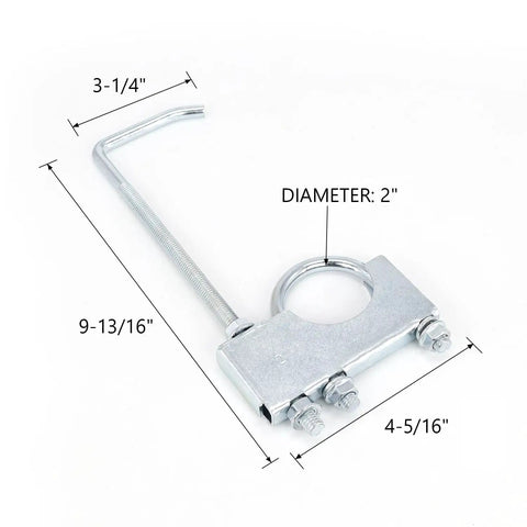 2 Inch Universal Exhaust Clamp With Heavy Duty Hanger For Auto And Truck Systems showing dimensions