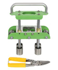 Versatile Sheet Metal Bender With Two-Station Edge Roller For Roofing, 0 To 90 Degree Bends, Green Finish, with shear tool.