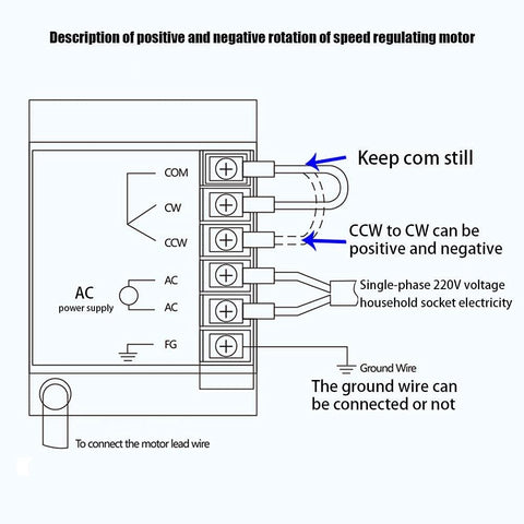 Wiring diagram for Heavy Duty Geared Motor 110V 60W Single Phase Reversible Motor With Variable Speed Controller 0 To 135 RPM