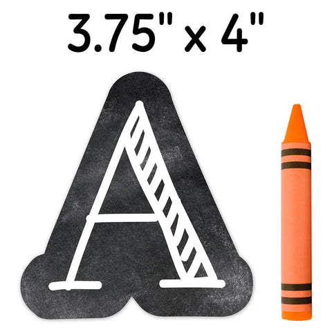 Solid Quality Chalkboard Letter Cutouts For Classroom Decor And Homeschool Projects Back To School Bulletin Board Wall Styling Vintage White On Black Straight Fire Educational Supplies That Truly Impress, 3.75" x 4" letter 'A' with crayon