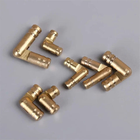 10 Pack Mini Wooden Box Hinges With Hidden Soft Closure For Folding Boxes DIY Hardware shown on gray background