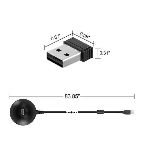 Ant Plus USB Dongle For Indoor Cycling Data Transmission Plug And Play Compatible With Bkool Wahoo TacX Zwift dimensions shown