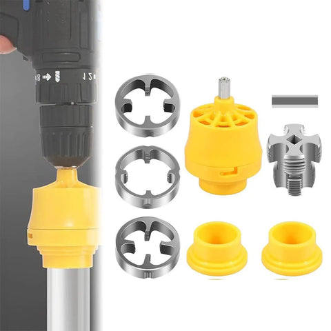PVC Pipe Threader Set With Dies For One Half Three Quarters And One Inch Pipe Tap Die Kit Hand Tool For Plumbing DIY Pros Includes External Threader Dies And Internal Thread Opener For Quick Clean Threads, yellow PVC dies