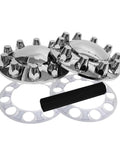 33mm Chrome Front Axle Wheel Covers For Semi Trucks ABS Plastic Hub Caps With Screw On Lug Nut Covers displayed in set