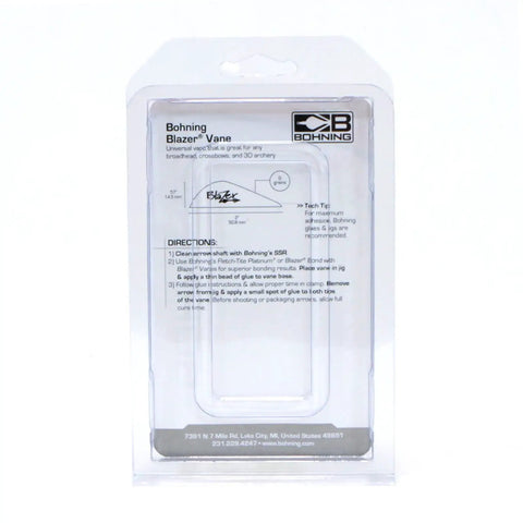 Packaging of Bohning Blazer Vane product with instructions and measurements visible.