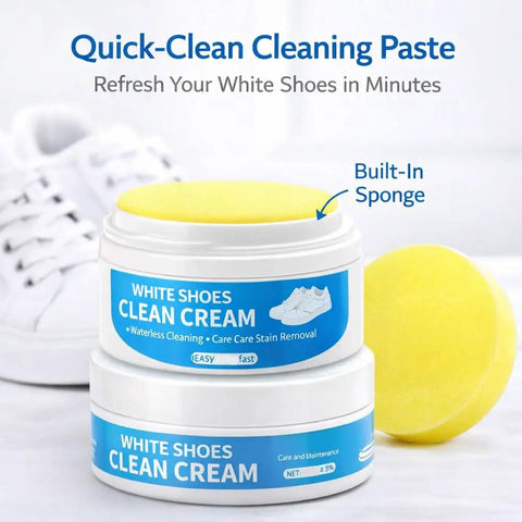 White Shoe Cleaner Cream With Built In Sponge For Quick Touch Ups, Multipurpose White Sneaker Cleaner For Leather Canvas And Rubber Soles