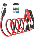 10 AWG 20 Ft Alligator Clip To SAE Connector Cable With 20A Fuse Quick Release Adapter, red and black, tin copper wire, battery chargers