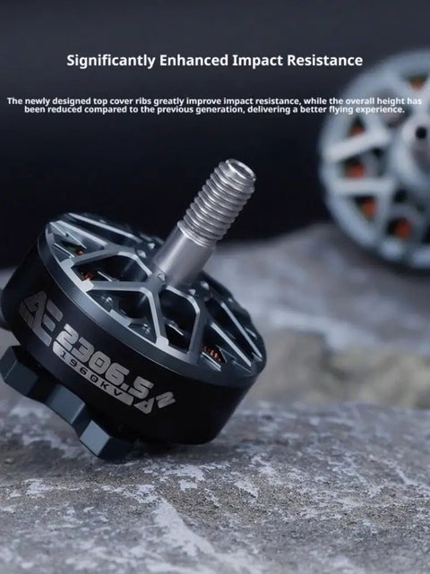 Close-up of Upgraded Dope Brushless Motor for 5 Inch FPV Drones DIY Pack of 4 1960KV, emphasizing impact resistance.