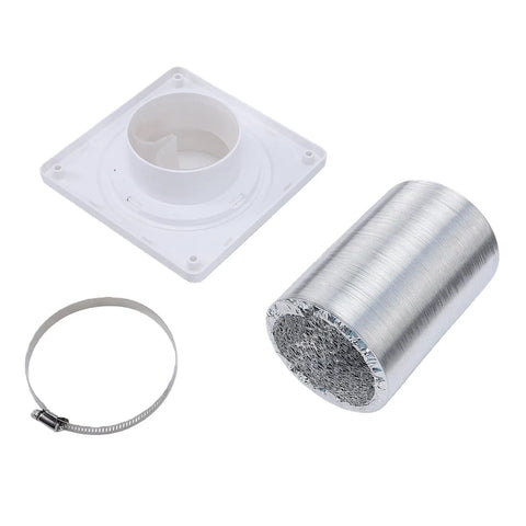 Get Your Washer And Dryer Setup Locked In Tight With This Awesome Estink 4 Inch Vent Kit. white 4 inch aluminum vent hose, rotating lock adapter, and clamp