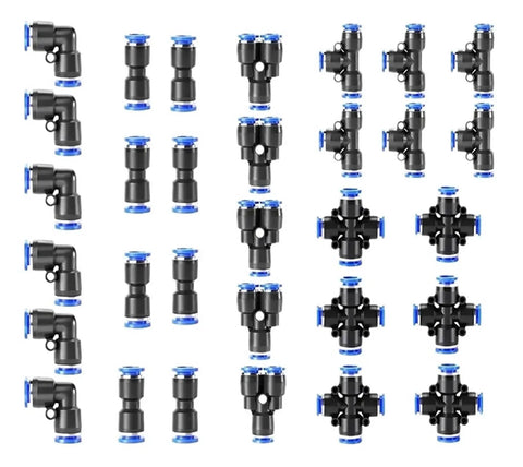 Get This Awesome 32 Piece Pneumatic Fittings Kit With Push To Connect Air Hose Connectors For Quick And Easy Setup On Your Precision Automation Gear Including Straight Elbow Tee Y Splitter Types Perfect For 4 6 8 And 10mm Tubing Hoses black brass push fit elbows tees splitters for air tubing
