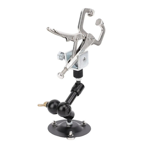 Adjustable Soldering Helper Third Hand Stand With Square Jaw Clamp, Handy Electronics Repair Aid For Stable Holding And Precise Soldering In Tight Spaces, Flexible Arm For Angles, A Real Pro Tool, black base and metal clamp