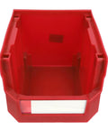 Mount These Red Heavy Duty Stackable Wall Storage Bins For Garage Organizer Plastic Tool Caddies Built Super Durable For Shop Warehouse And Home Organization Flex. Wide inside view of empty red stackable storage bin.