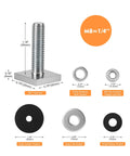 Heavy Duty M8x30mm T Track Bolt Adapter Kit with washers and lock nut for roof rack cross bars, 4mm thick stainless steel.