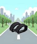 One Pair Black Bike Pedal Straps With Adhesive For Fixed Gear And Regular Bicycles Secure Toe Clip Strap Belt displayed on road